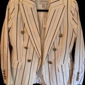 The Banana Republic Women's Petite 0 Striped Double-Breasted Blazer